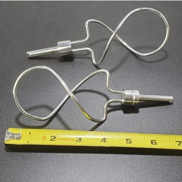 Vtg Sunbeam Mixmaster Model 1-7A 12 Speed 2 Dough Hook Replacement Parts - Picture 2 of 4